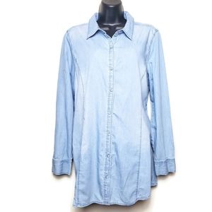 J. Jill 100% Cotton Chambray Button Down Tunic M